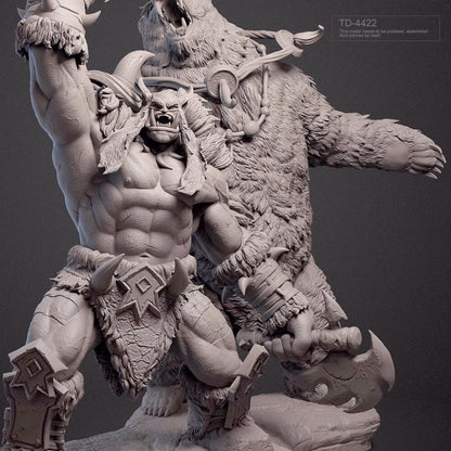 1/32 55mm resin figure model Orc Warriors and Bears unassembled unpainted