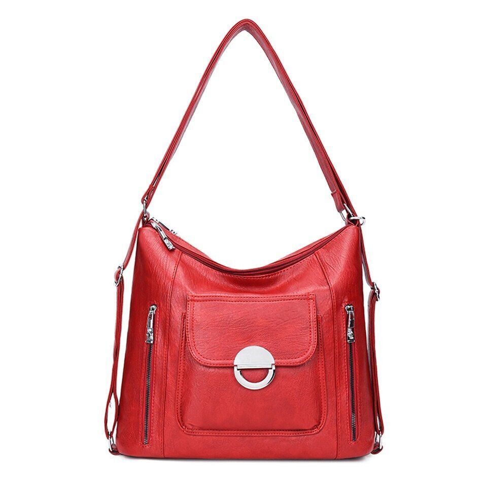 Genuine Leather Handbag Multifunction Shoulder Bag Travel Backpack Crossbody 1PC