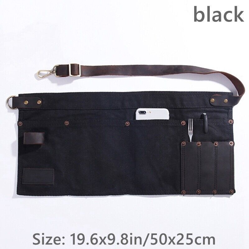Genuine Leather Multi Pocket Half Short Apron Waist Belt Woodworker Tool Bag