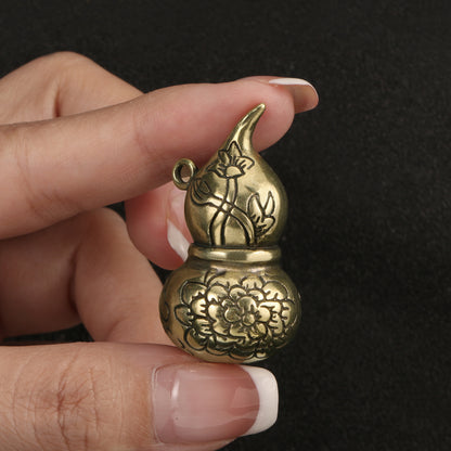 Solid Brass gourd pendant Figurine Small Statue Home Ornament Collectibles