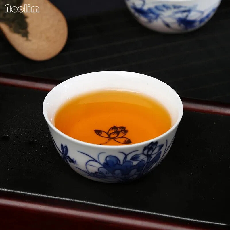 80ml Jingdezhen Ceramic Teacup Hand Painted Lotus Small Tea Porcelain Master