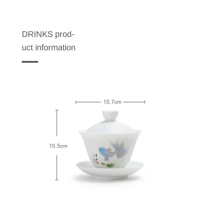 Cover Bowl Tea Cup Home New Style Ceramic Whiteware Large Cover Bowl Tea Bowl