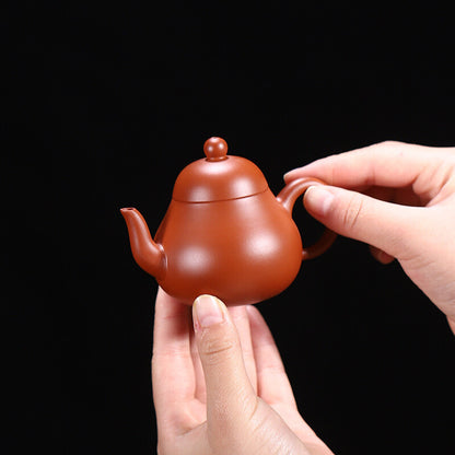 90ml Handmade Tea Pot Marked 7 Infuser Holes Yixing Zisha Zhu Clay Pear Shaped