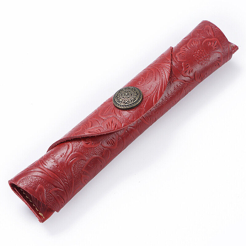 New Snap Leather Pencil Case Retro Pen Bag Student Stationery Storage Bag Box