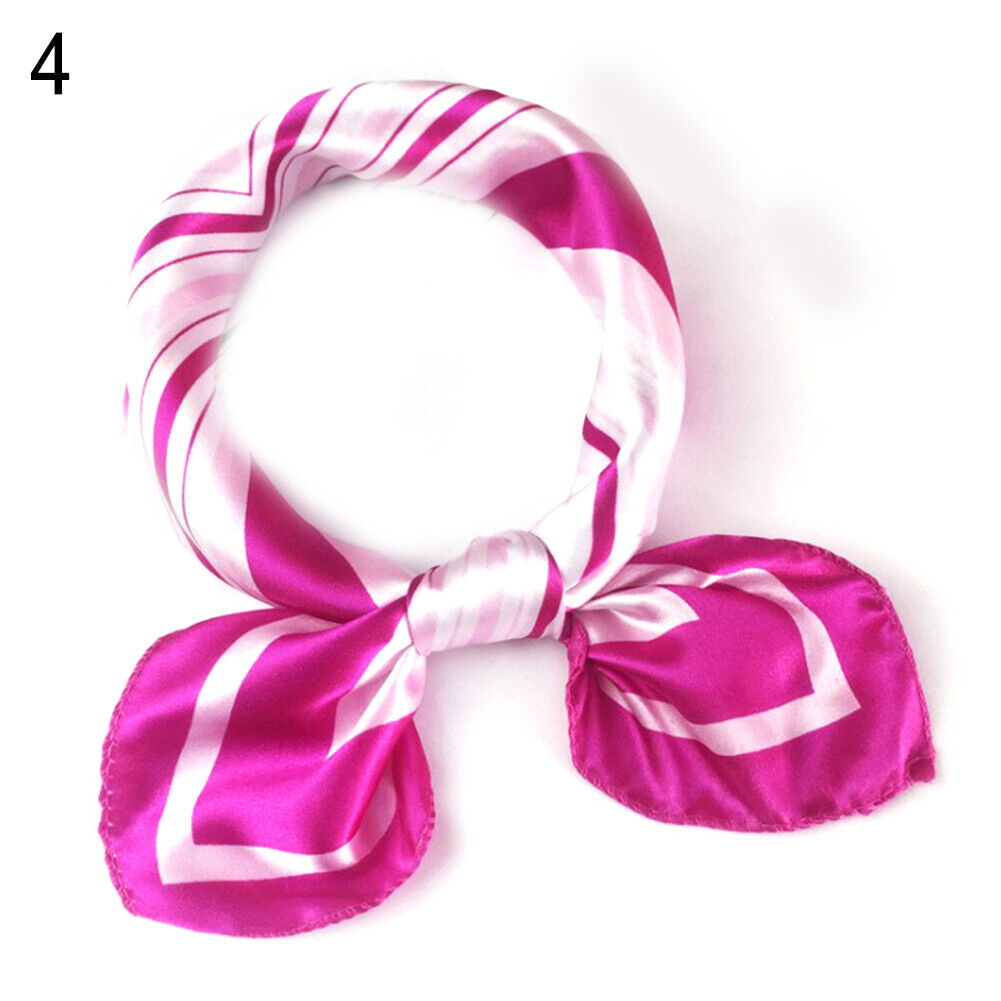 Women Small Print Silk Scarf Striped Headband Handle Bag Wristband Fashion