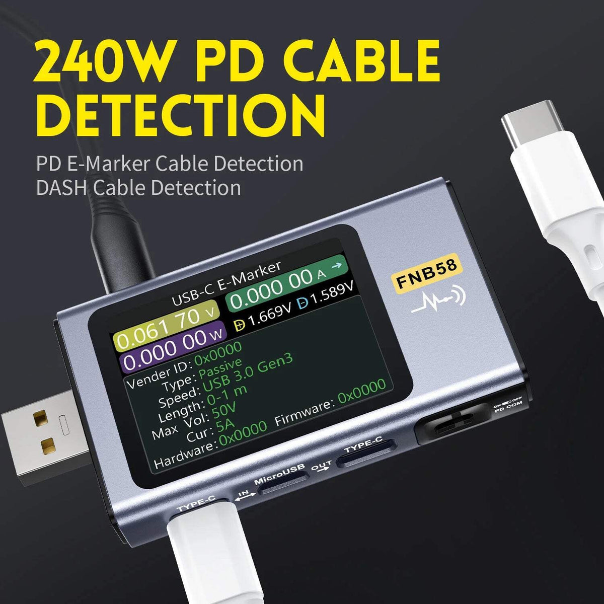 FNIRSI FNB58 USB Fast Charge Tester USB Voltage Current Meter Voltmeter Ammeter