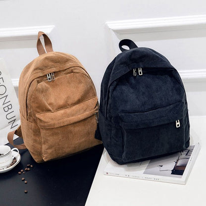 Corduroy Backpack School Backpack Solid Color Bags 36*25*12cm Polyester 20-35 L