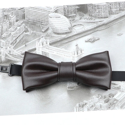 Men Bow Tie PU Leather Patchwork Female Necktie Adult Cravate Wedding Party Wear
