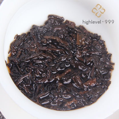 357g Ripe Pu'er Yunnan 2019 Menghai Golden Bud Grade Ancient Tree Tea Cake