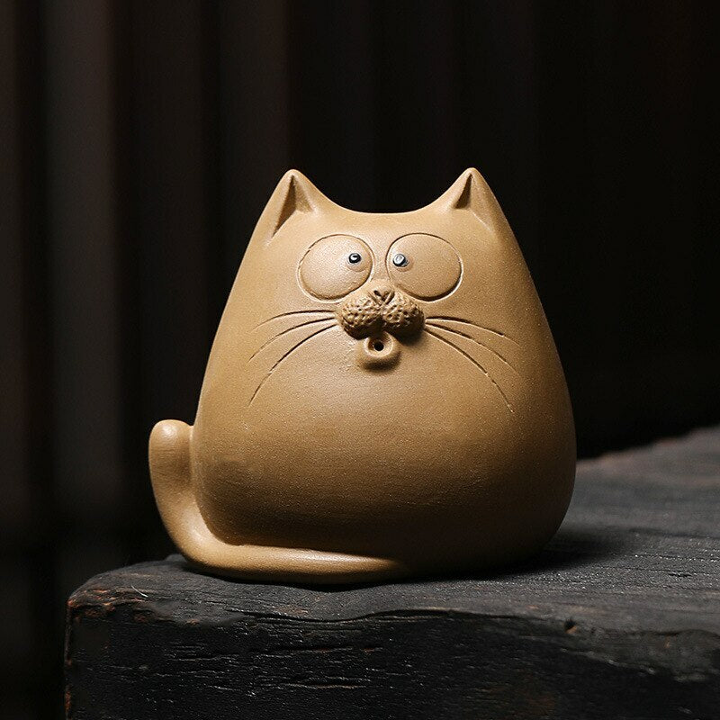 Purple Sand Tea Pet Cat Ornaments Can Raise Tea Set Accessories Handmade Cute Mi