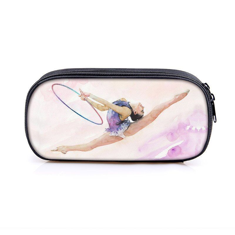 Elegant Gymnastic Art Print Cosmetic Bag Women Pencil Case Stationary Bag Canvas