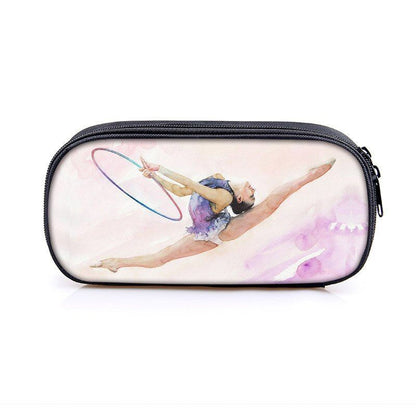 Elegant Gymnastic Art Print Cosmetic Bag Women Pencil Case Stationary Bag Canvas