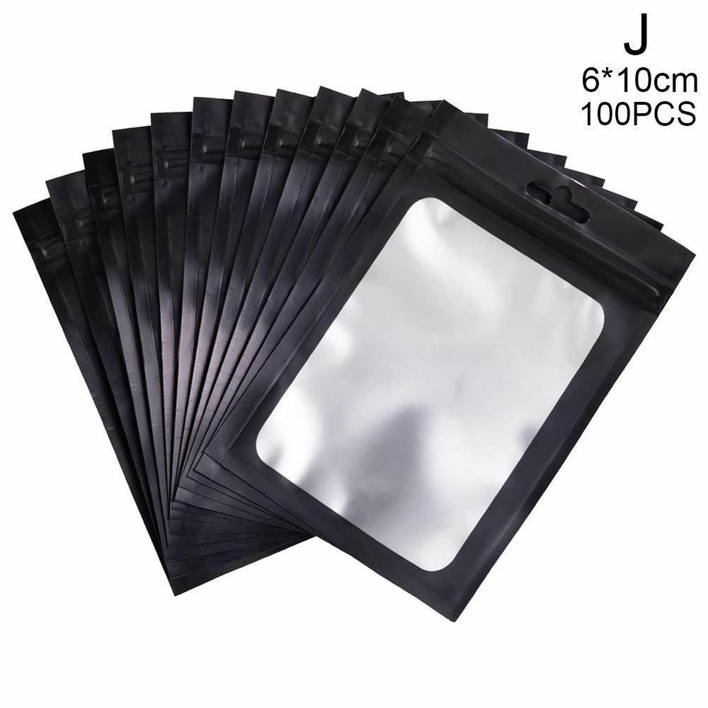 Cosmetic Bag 100pcs 4 Sizes Flat Bath Salt One Side Clear Mini Aluminum Foil Zip