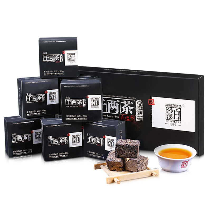BAISHAXI Brand Ａnhua Qian Liang Tea Cha Hunan Anhua Dark Tea Brick 320g