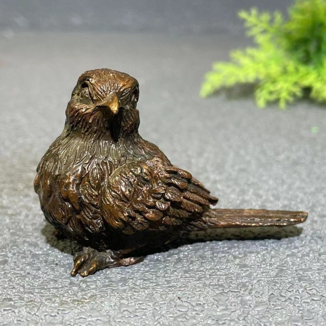 china Antique Collection Sparrow Bird bronze statue