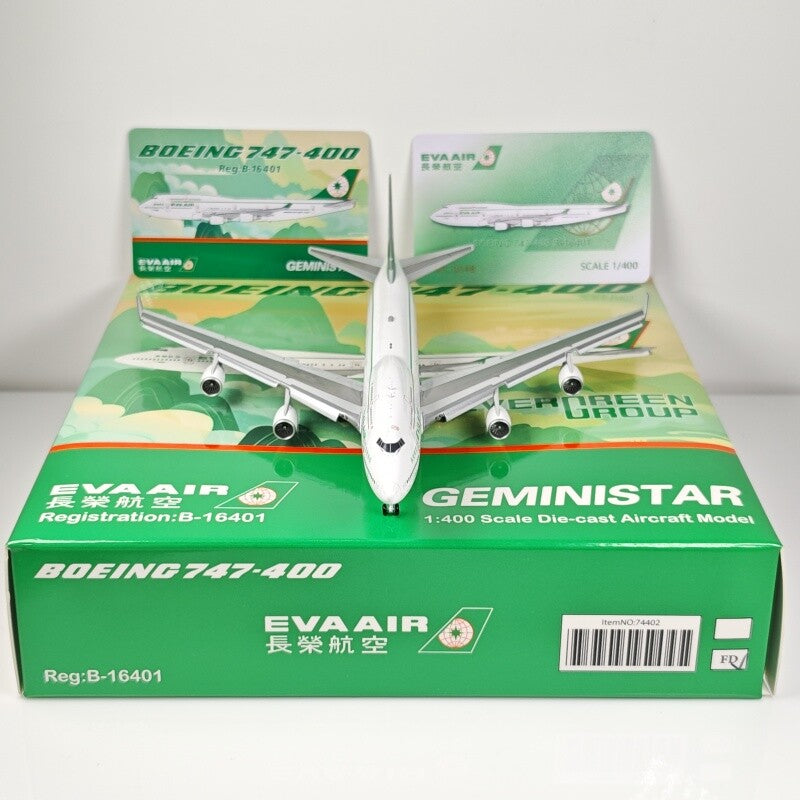 1:400 Geministar EVA AIR BOEING 747-400 Flap Down Airplane Diecast Plane Model