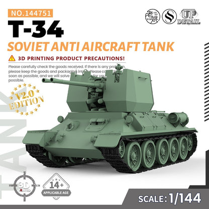 SSMODEL SS144751 1/144 Military Model Parts Soviet T-34 Anti Aircraft Tank