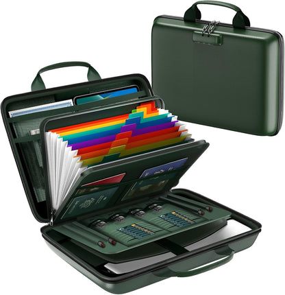Fireproof Document Box Hard Case Fireproof File Organizer with Lock 13 Pocket
