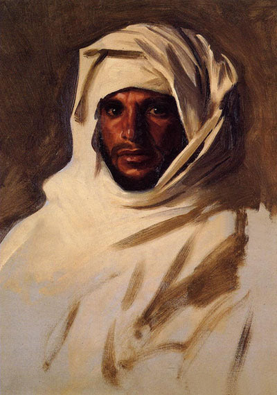 Oil painting Sargent - A Bedouin Arab Portrait with white scarf hand painted art