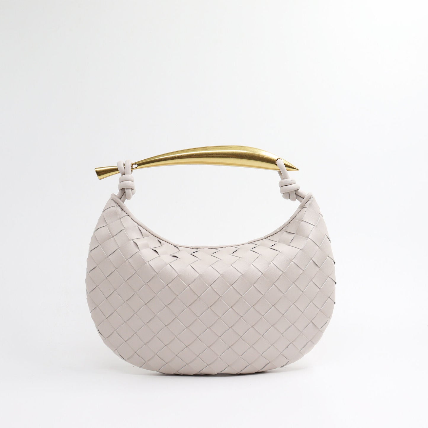 Woven Microfiber Leather Top Metal Handle Clutch Handbag Purse Tote Fashion Bag