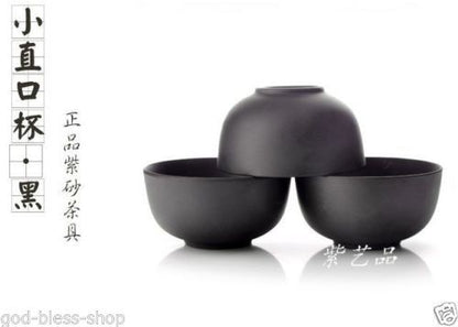 10pcs Chinese Yixing Pure Zisha Stoneware Tea Set Tea Cup Black Marked Teacup
