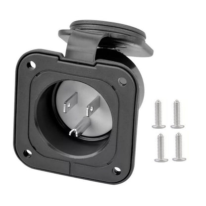 15A 125V RV Power Inlet Socket with Waterproof Cap for Camper Trailer Marine