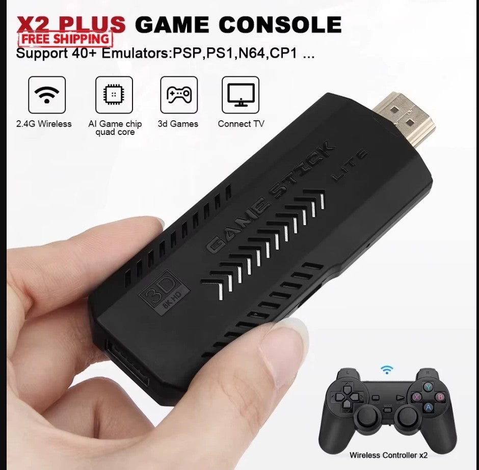 GD10 Plus Game Stick Console 58,000 Games 4K HD Dual Wireless Controller N6