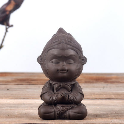 Chinese Ornament Small Monkey King Yixing Zisha Tea Pet Statue Table Decoration