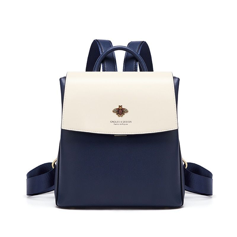 Fashion Backpack Large Luxury Travel Laptop School Bags Split Leather Polyester