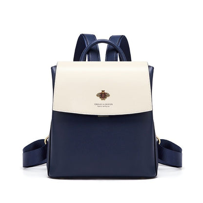 Fashion Backpack Large Luxury Travel Laptop School Bags Split Leather Polyester