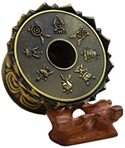 Old Buddhism Buddha Prayer Wheel Display Stand Hand Held Prayer Collected