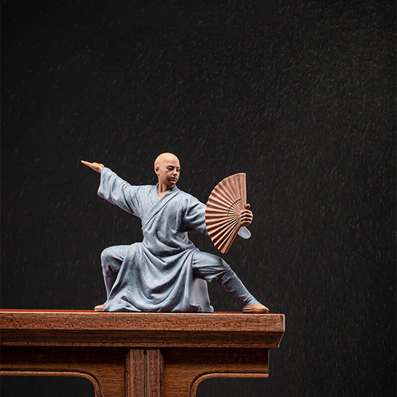 Kungfu Boy Zen Style Yixing Zisha Tea Pet Purple Clay Monk Statue On Tea Tray