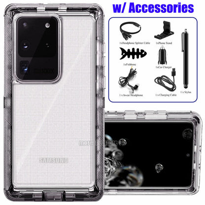 For Samsung Galaxy S20 Ultra Plus Transparent Case Clear Phone Cover + Accessory