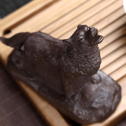 Wolf Statue Small Size House Warming Gift Purple Clay Tea Pet Chinese Tea Play