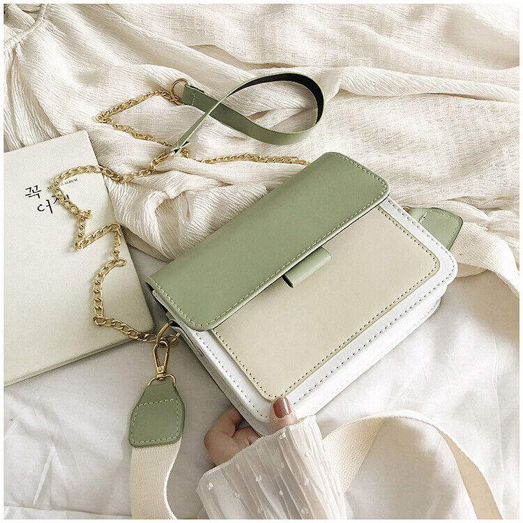 Fashion Simple Travel Handbag Female Contrast Color Leather Crossbody Bags Girls