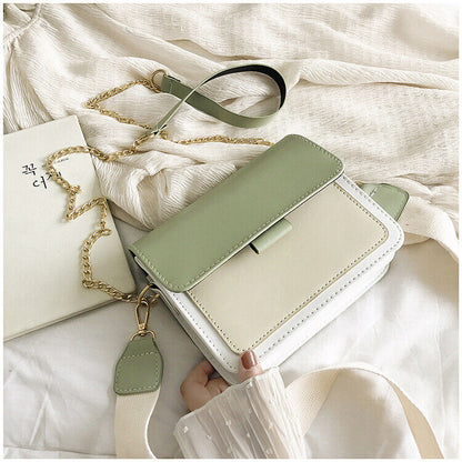 Fashion Simple Travel Handbag Female Contrast Color Leather Crossbody Bags Girls