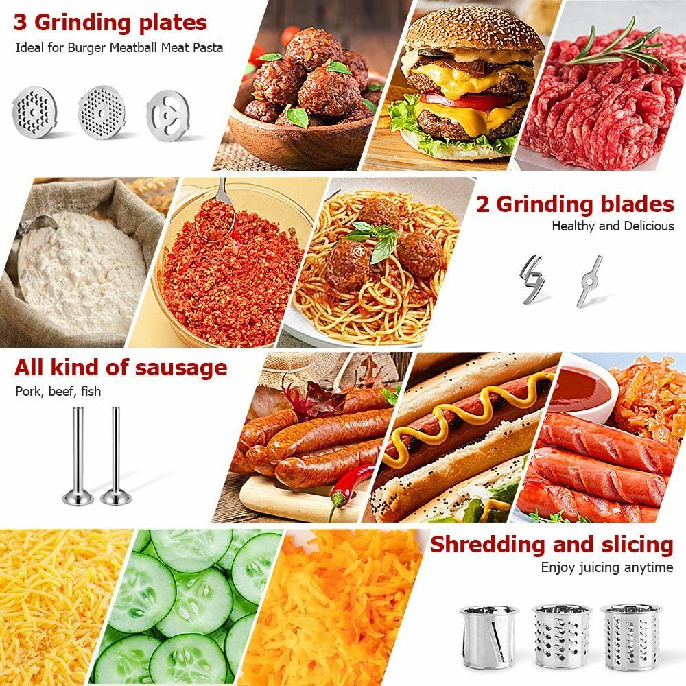 Food Grinder Attachment Slicer Shredder Meat Stuffer Kitchen Stand Mixer Alloy