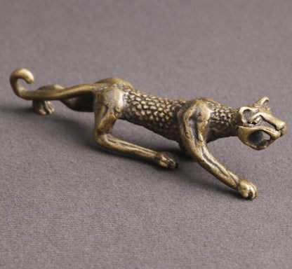 Brass old statue Chinese handmade leopard statue delicate antique
