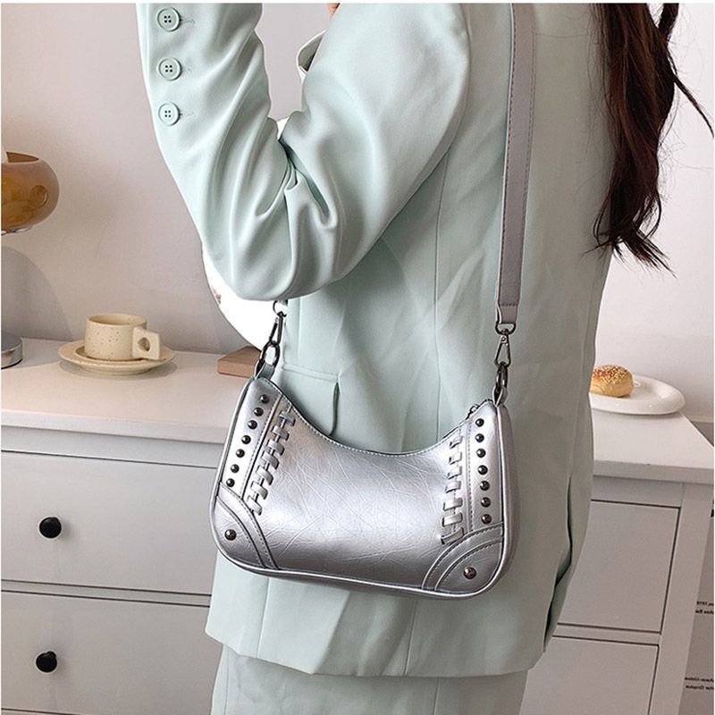PU Leather Shoulder Bag Handbags Chain Rivet Crossbody Bag Underarm Bags Purses