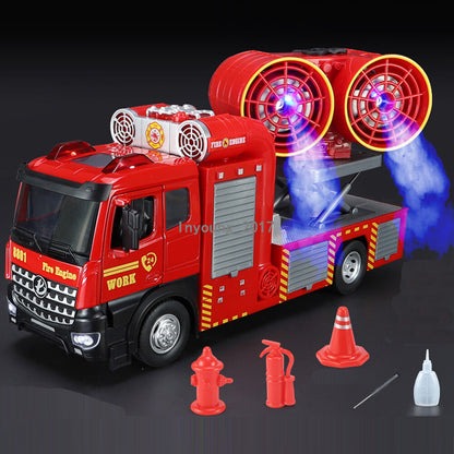 1:18 Smoke Exhaust Fire Truck Model Toy Car Diecast Toy Vehicle Fire Engine Toys