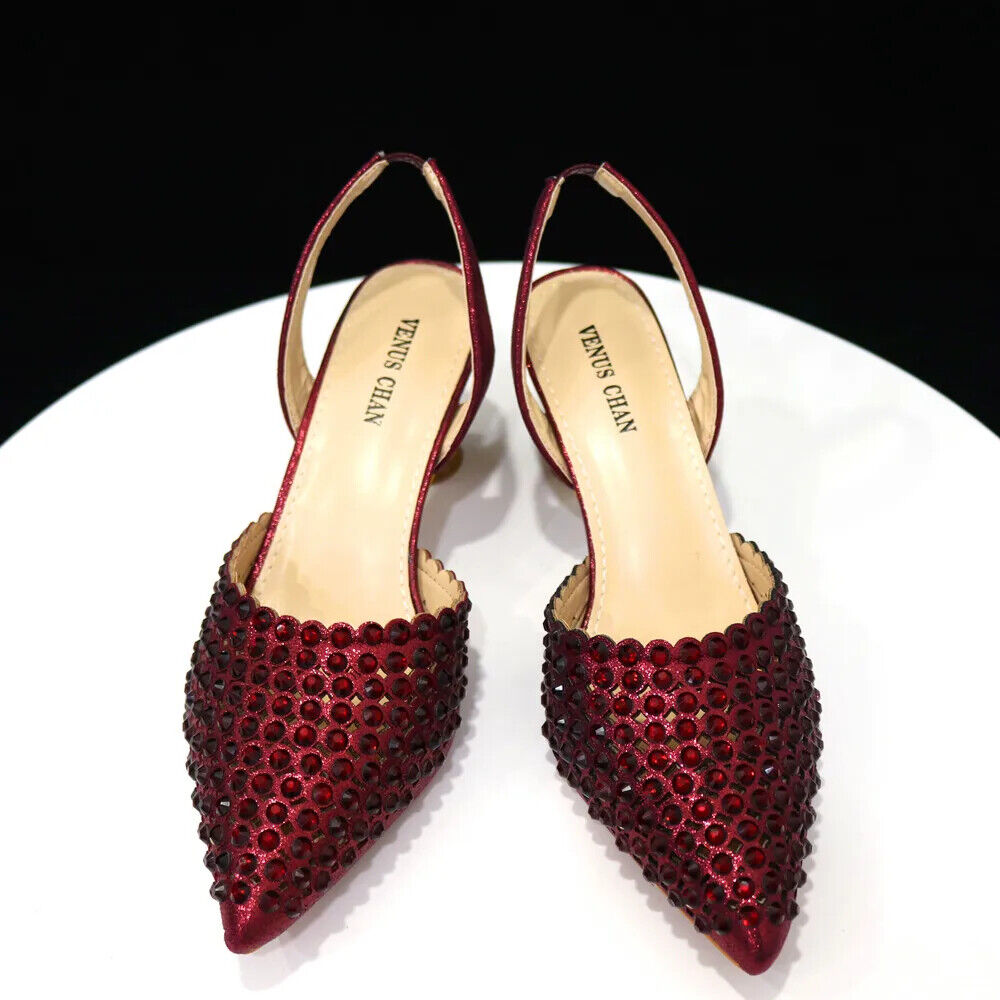 Pointed Toe Heels Women Party Wine Pumps Shoes Bags Matching Set