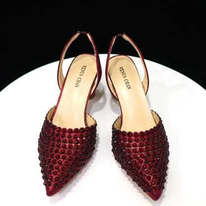 Pointed Toe Heels Women Party Wine Pumps Shoes Bags Matching Set