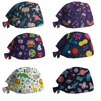 Printed Surgical Cap Adjustable Nurse Cap Baotou Cap Surgical Cap Christmas Hat