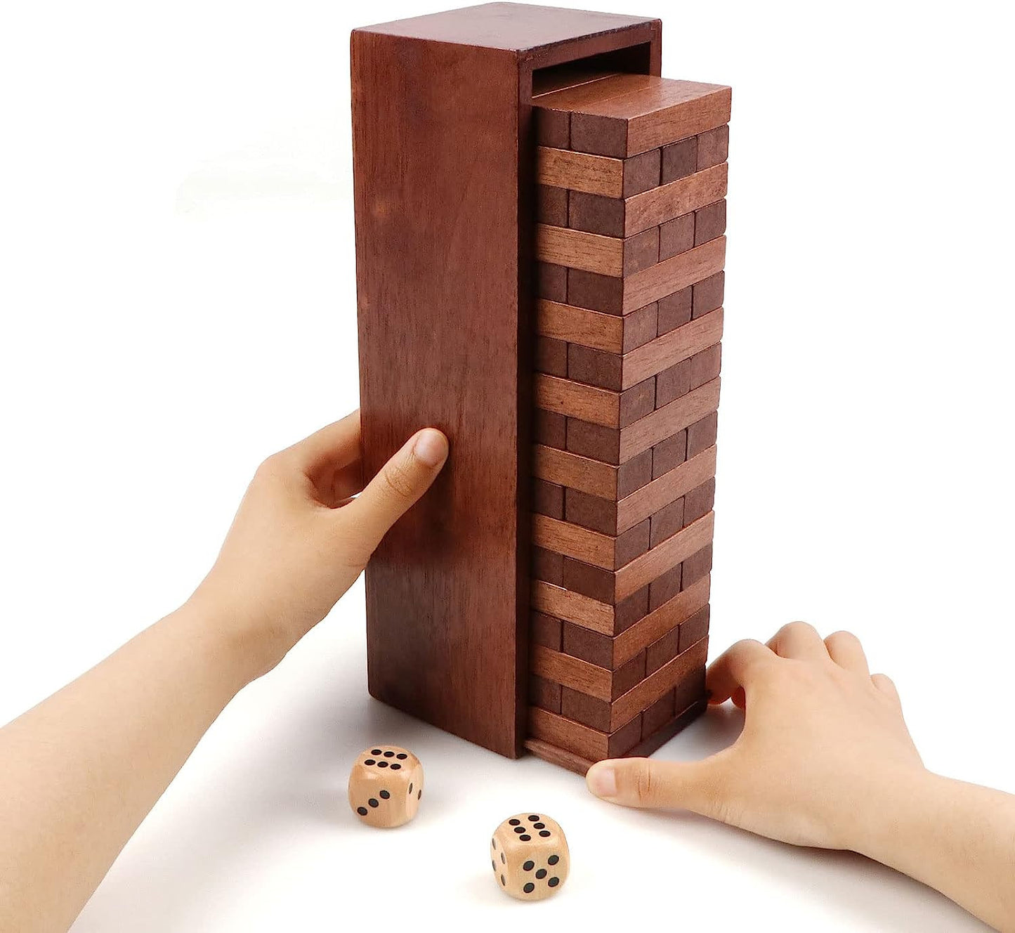Wooden Blocks Stacking Games Tumbling Tower for Kids with Storage Box 54 Pieces