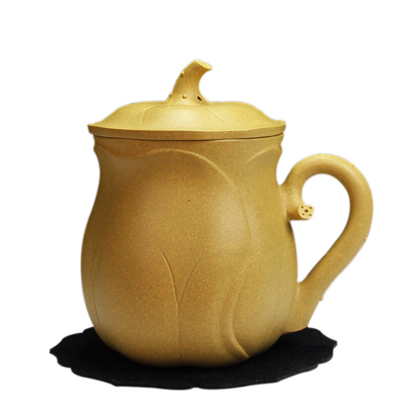 Full Handmade Tea Cup Real Yixing Zisha Duan Clay Office Cup With Lid Handle New