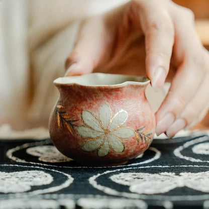 75ml Handpainted Pomegranate Flower Teacup Kungfu Tea Bowl Tea-tasting Cup