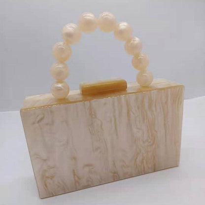 Pearl Green Acrylic Clutch Box Bags Bead Handbag Purse Wallet 18*11*4.5 CM Black