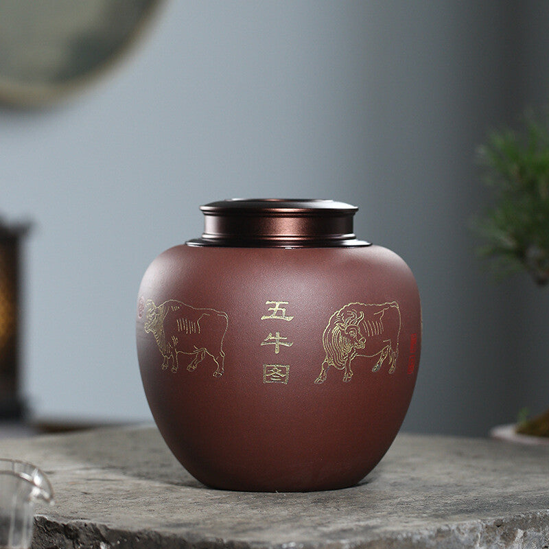 Sealed Tea Canister With Lid Chinese Yixing Zisha Purple Clay Awakening Tea Jar