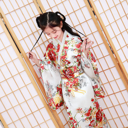 Chinese Traditional Kimono Children Silk Gown Kid Garment One Piece Dress