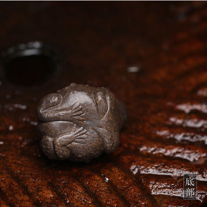 Zisha Tea Pet Half Handmade Home Ornaments Toad Statue Garden Pond Decoration
